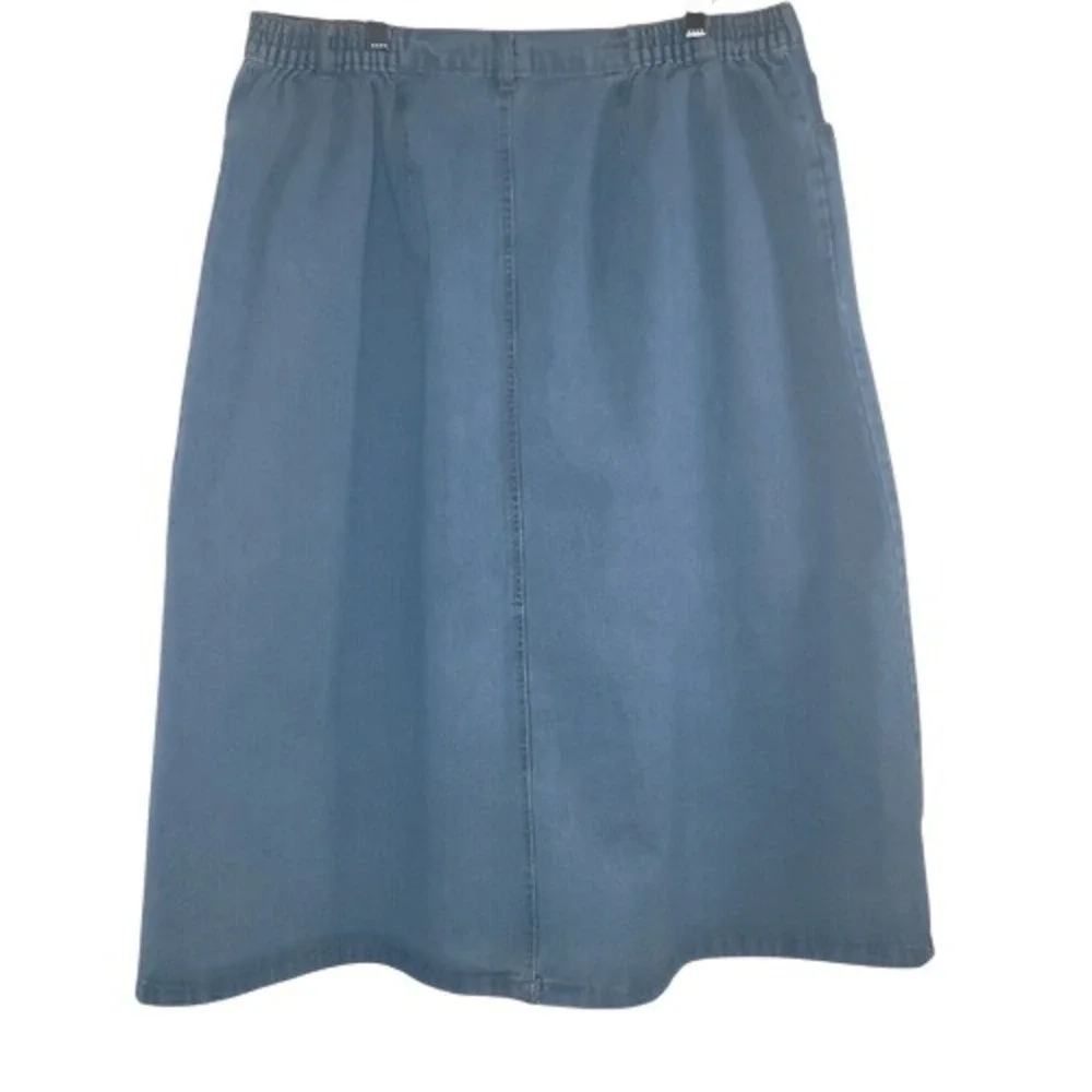 Woman Within Blue‎ Denim Button-Front Midi Skirt